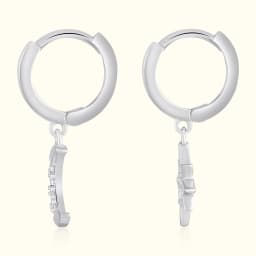 Silver Moon Star Dangle Earrings