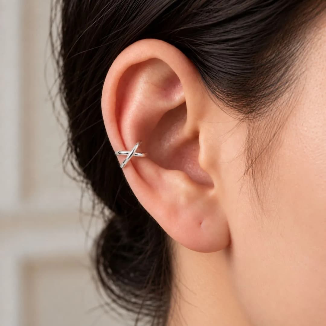 Silver Twisted Ear Cuff
