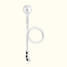 Silver Ear Climber with Black Stones