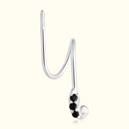 Silver Ear Climber with Black Stones