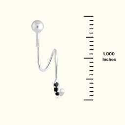 Silver Ear Climber with Black Stones