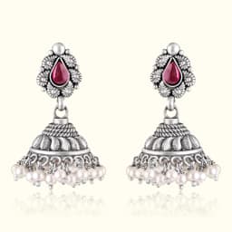 Ruvira Oxidised Silver Jhumka