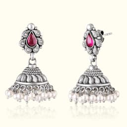Ruvira Oxidised Silver Jhumka