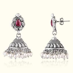 Ruvira Oxidised Silver Jhumka