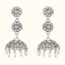 Nimaya Oxidised Silver Jhumka