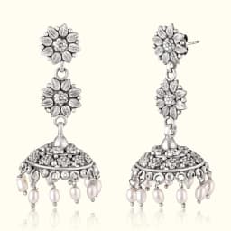 Nimaya Oxidised Silver Jhumka