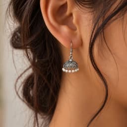 Moti Silver Jhumka