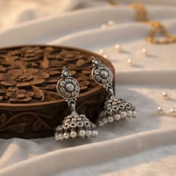 Sitara Oxidised Silver Jhumka