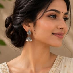 Sitara Oxidised Silver Jhumka