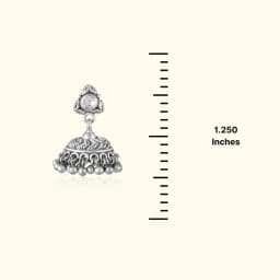 Temple Design Oxidised Silver Jhumka