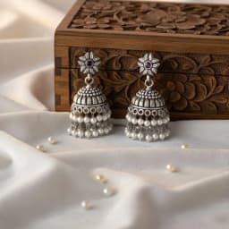 Heavy Oxidised Silver Jhumka