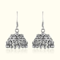 Ghungroo Oxidised Silver Jhumka