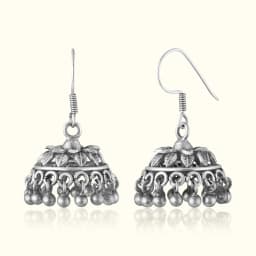 Ghungroo Oxidised Silver Jhumka
