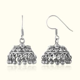 Ghungroo Oxidised Silver Jhumka