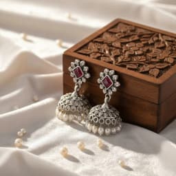 Antique Oxidised Silver Jhumka