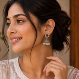 Antique Oxidised Silver Jhumka