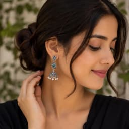 Eshra Oxidised Silver Jhumka