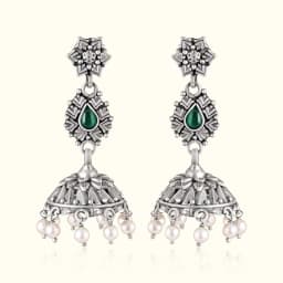 Eshra Oxidised Silver Jhumka