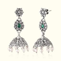 Eshra Oxidised Silver Jhumka