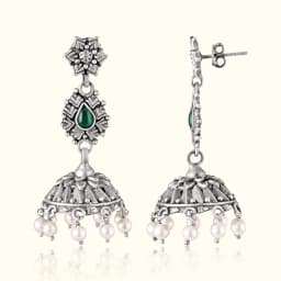 Eshra Oxidised Silver Jhumka