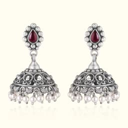 Roselle Oxidised Silver Jhumka
