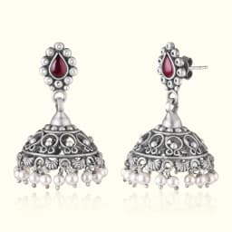 Roselle Oxidised Silver Jhumka
