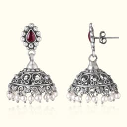 Roselle Oxidised Silver Jhumka