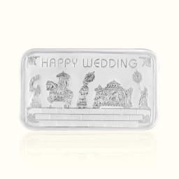 Happy Wedding Engraved 999 Silver Biscuit