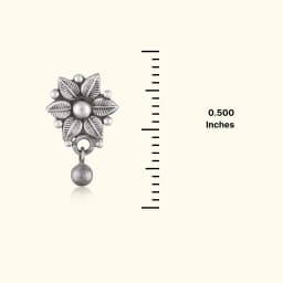 Oxidised Silver Flower Drop Earrings