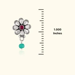 Teal Green Bead Drop Silver Earrings