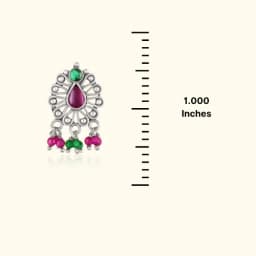 Red Stone Floral Silver Earrings