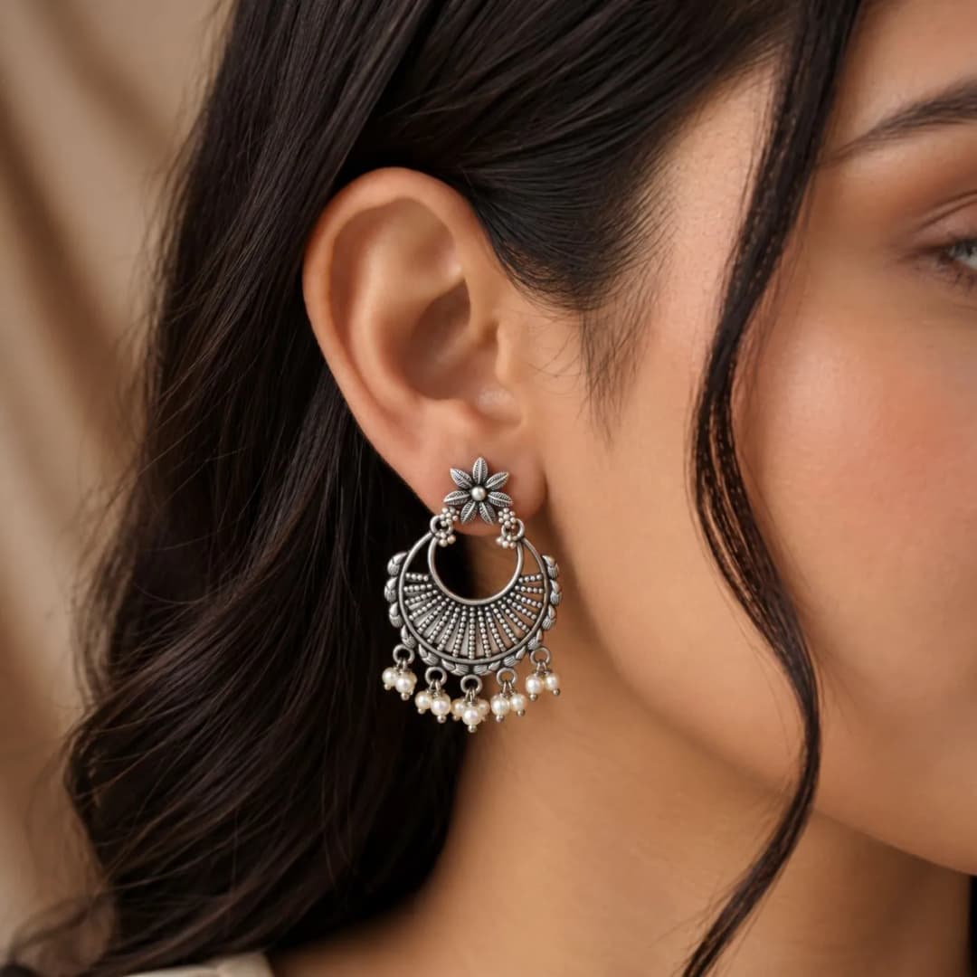 ChandBali Oxidised Silver Earrings