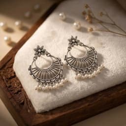 ChandBali Oxidised Silver Earrings