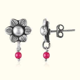 RoundPetal Oxidised Silver Drops