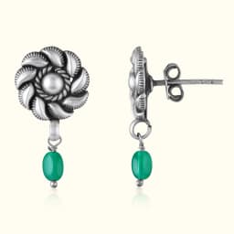 Spiral Swirl Oxidised Silver Drops