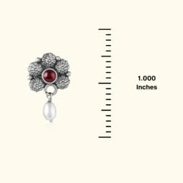 Red Blossom Oxidised Silver Drops