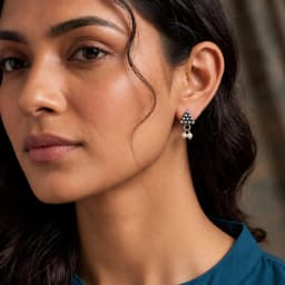 Traditional Silver Oxidised Silver Earrings