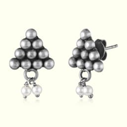 Traditional Silver Oxidised Silver Earrings