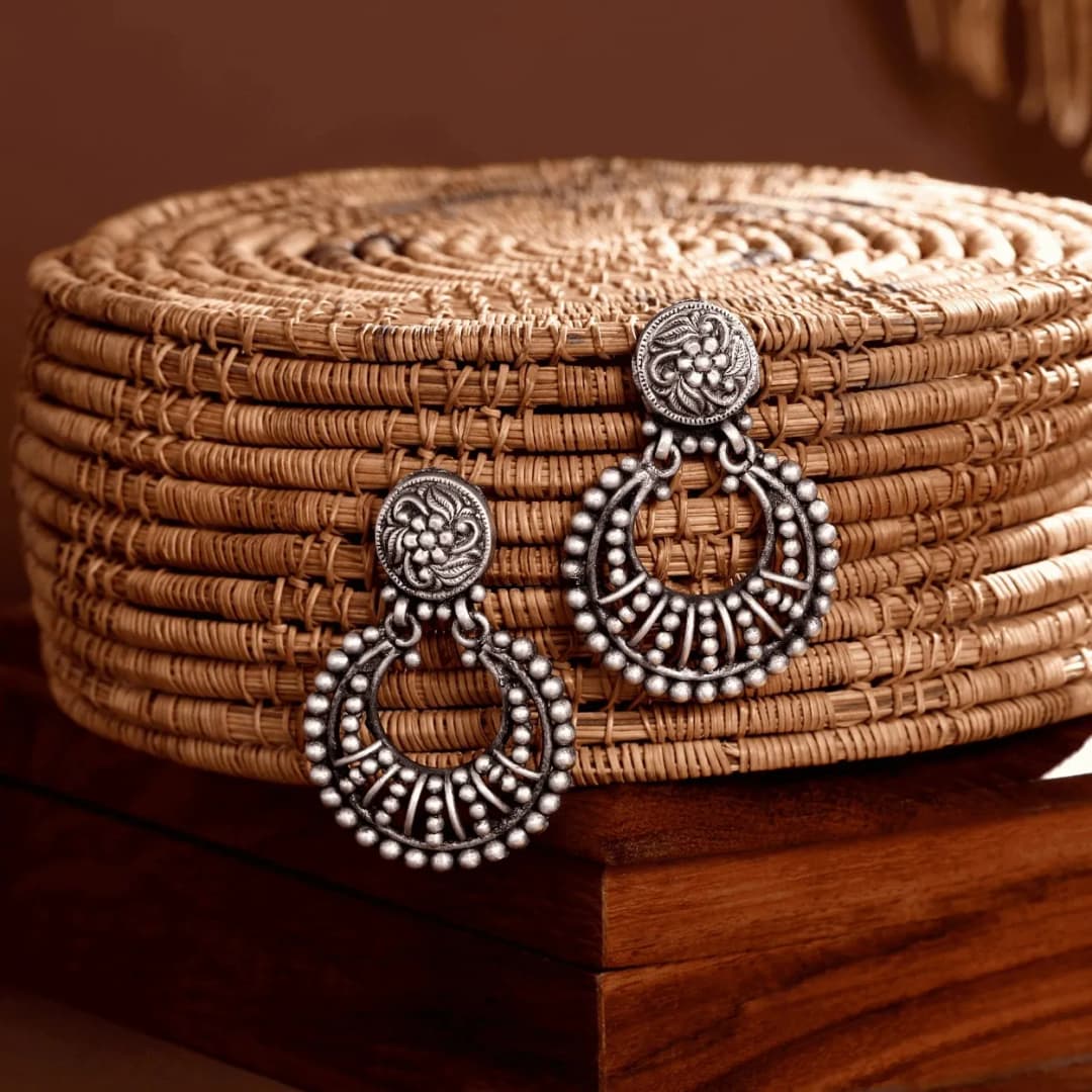 Oxidized Silver Wave Earrings