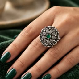 Forest Charm Oxidised Silver Adjustable Ring