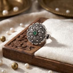 Forest Charm Oxidised Silver Adjustable Ring