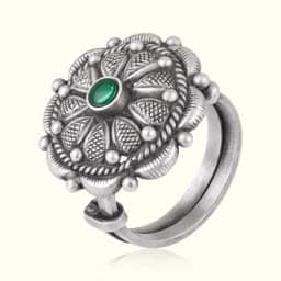 Forest Charm Oxidised Silver Adjustable Ring