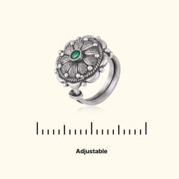 Forest Charm Oxidised Silver Adjustable Ring