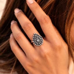 Vintage Heart Oxidised Silver Adjustable Ring