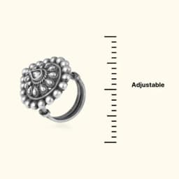 Vintage Heart Oxidised Silver Adjustable Ring