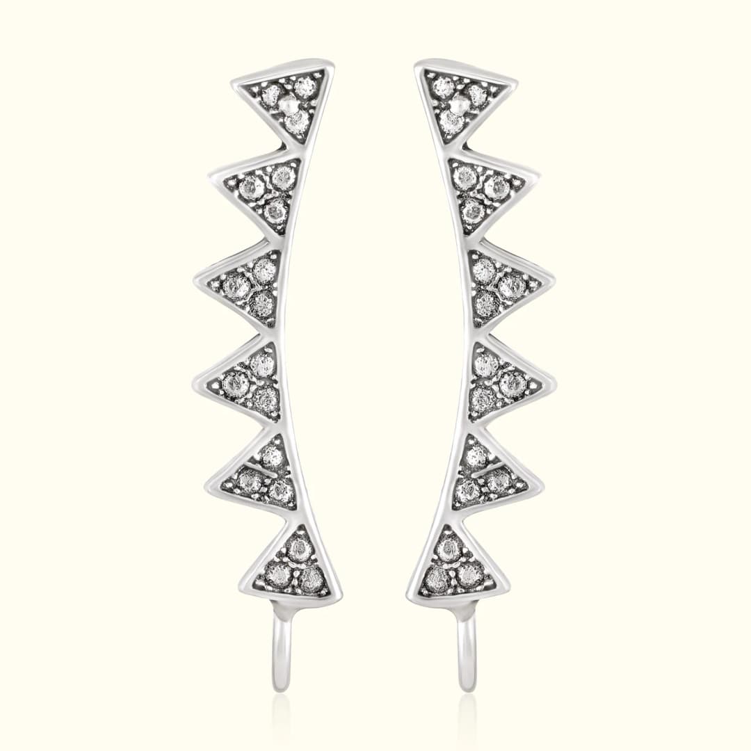 Silver Oxidised Ear Climbers