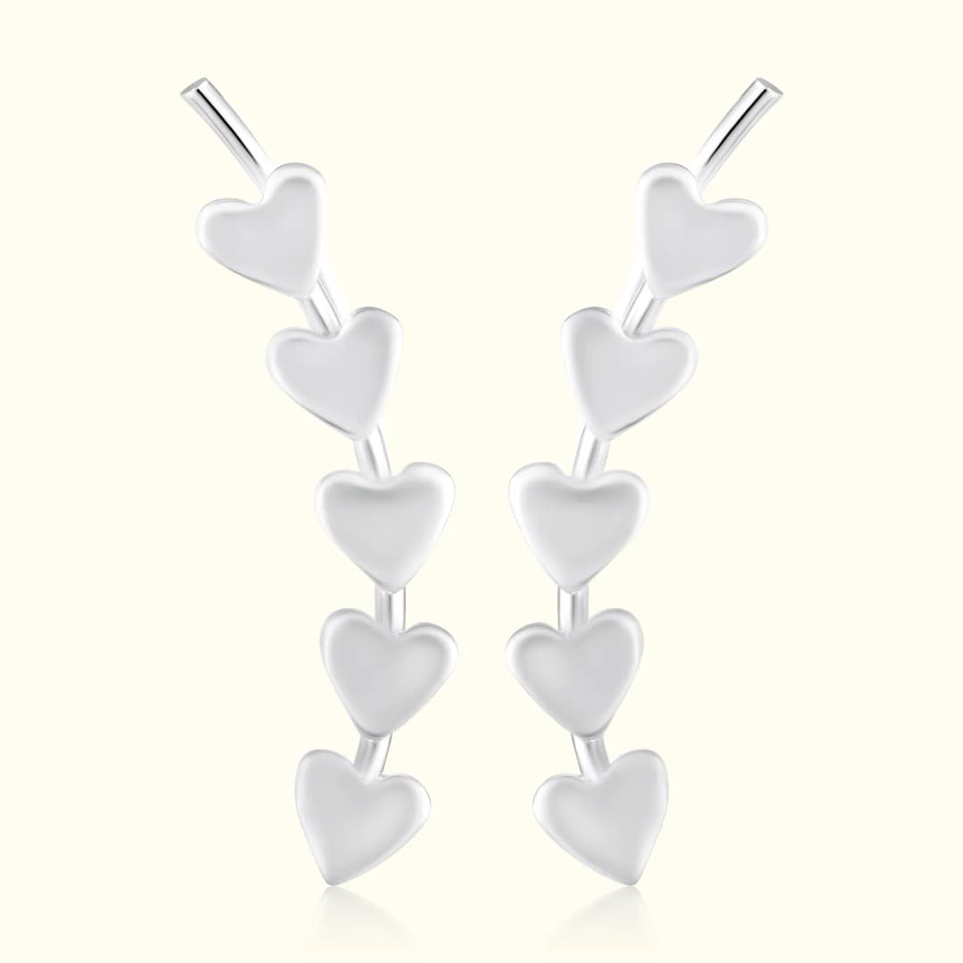 Sterling Silver Heart Ear Climbers