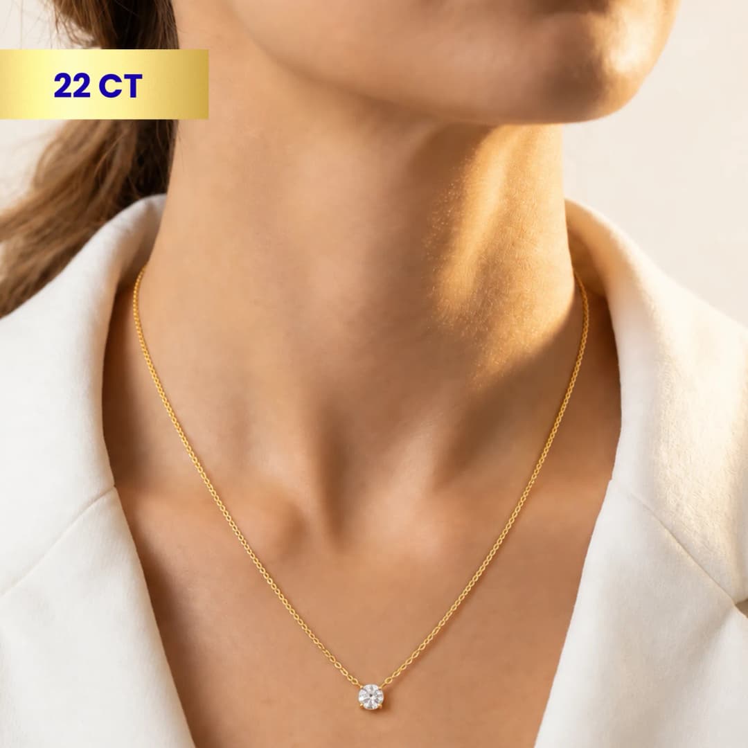 22ct Single Solitaire Pendant Gold Chain