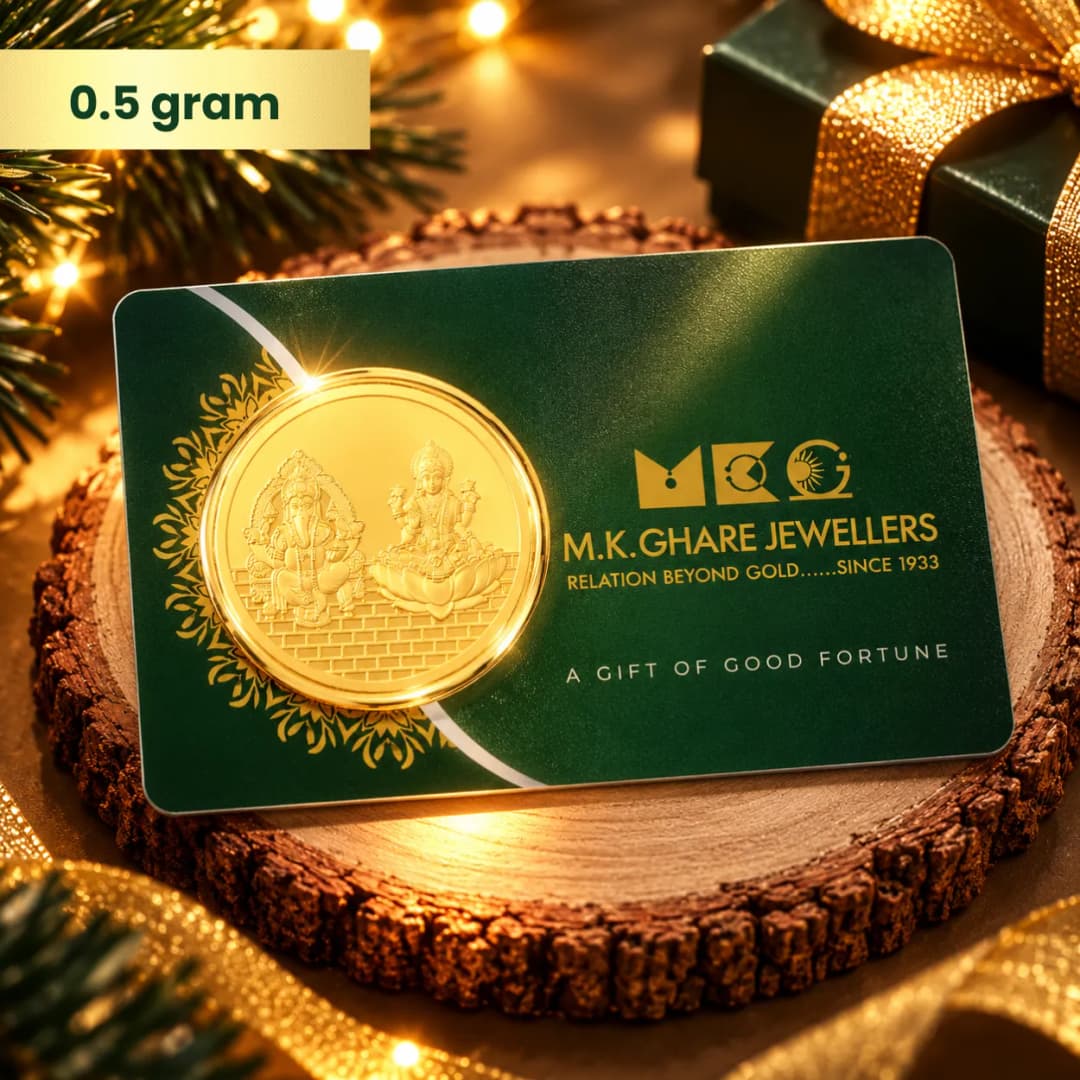 0.5 Gram 24KT (999) Lord Ganesh & Goddess Lakshmi Pure Gold Coin