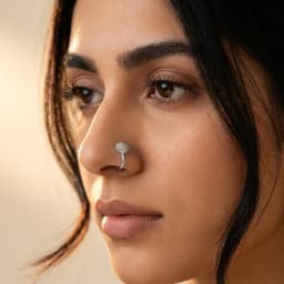 Silver Floral Press Nose Pin